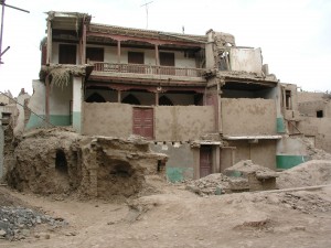 Some early destruction of the old town, in 2004